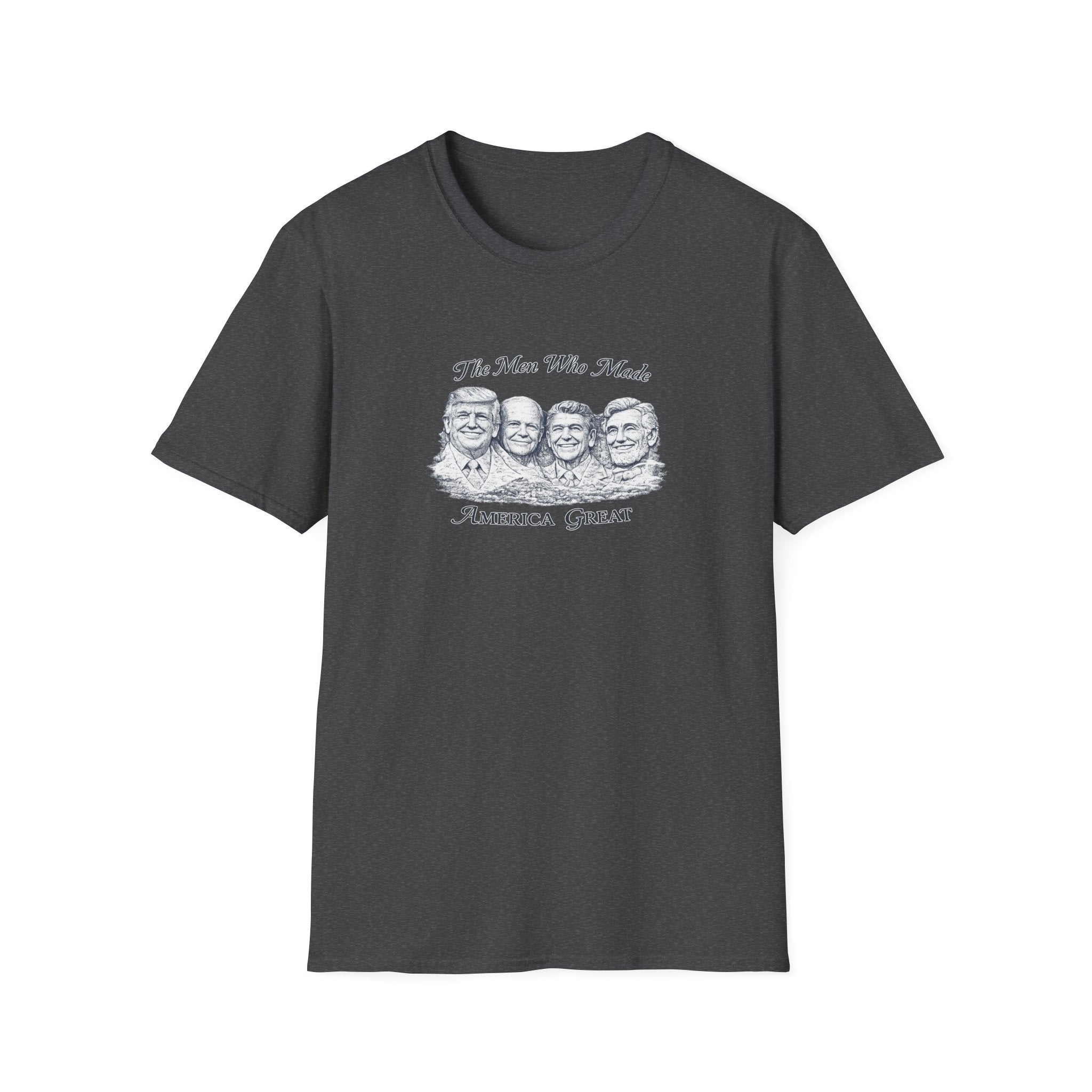 Mount Rushmore Christmas T-Shirt — "The Men Who Made America Great" Vintage Holiday Tee