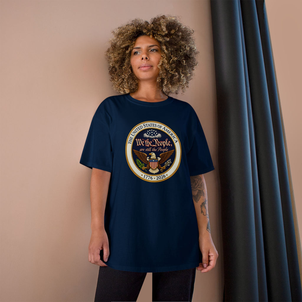 Patriotic "We the People" Champion T-Shirt – 1776–2026 USA Seal Tee