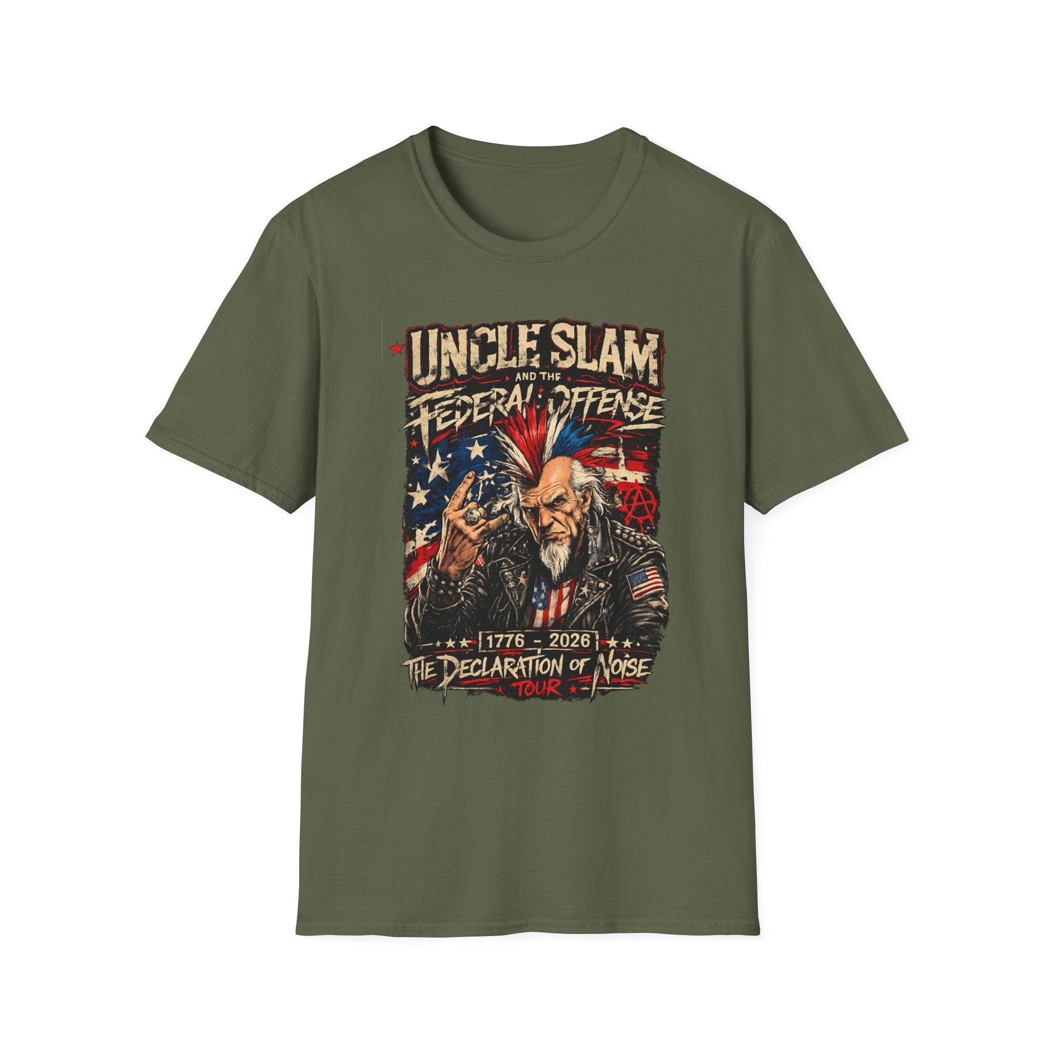 Uncle Sam Punk Rock T-Shirt — 'Uncle Slam' Patriotic Rebel Graphic Tee