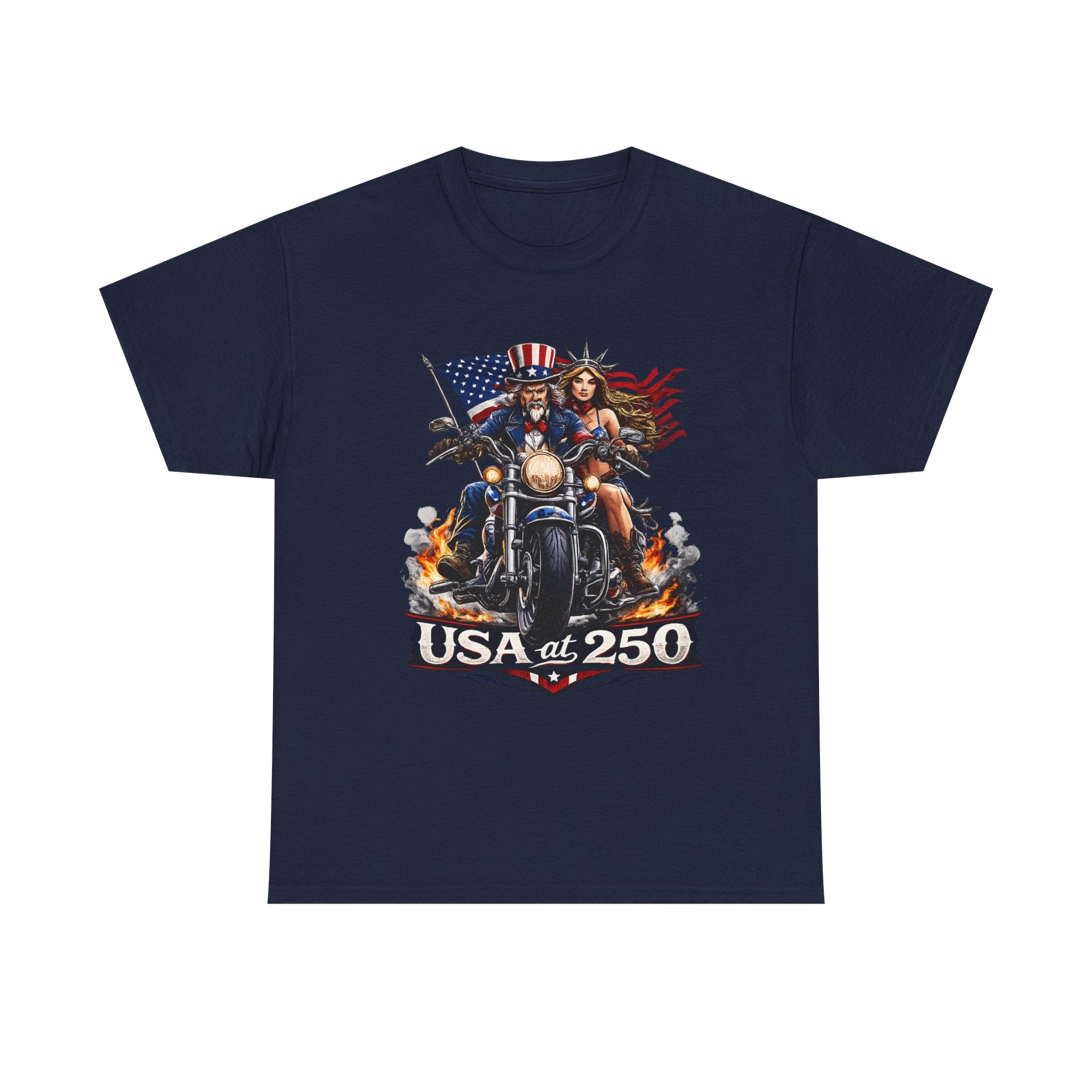 USA at 250 Motorcycle Pride Patriotic T‑Shirt