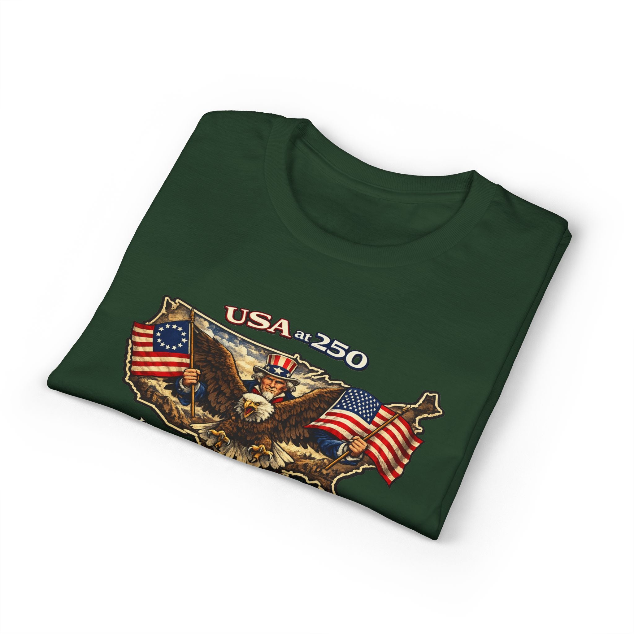USA 250 Eagle Flag T-Shirt — "Happy Birthday America" Patriotic Tee