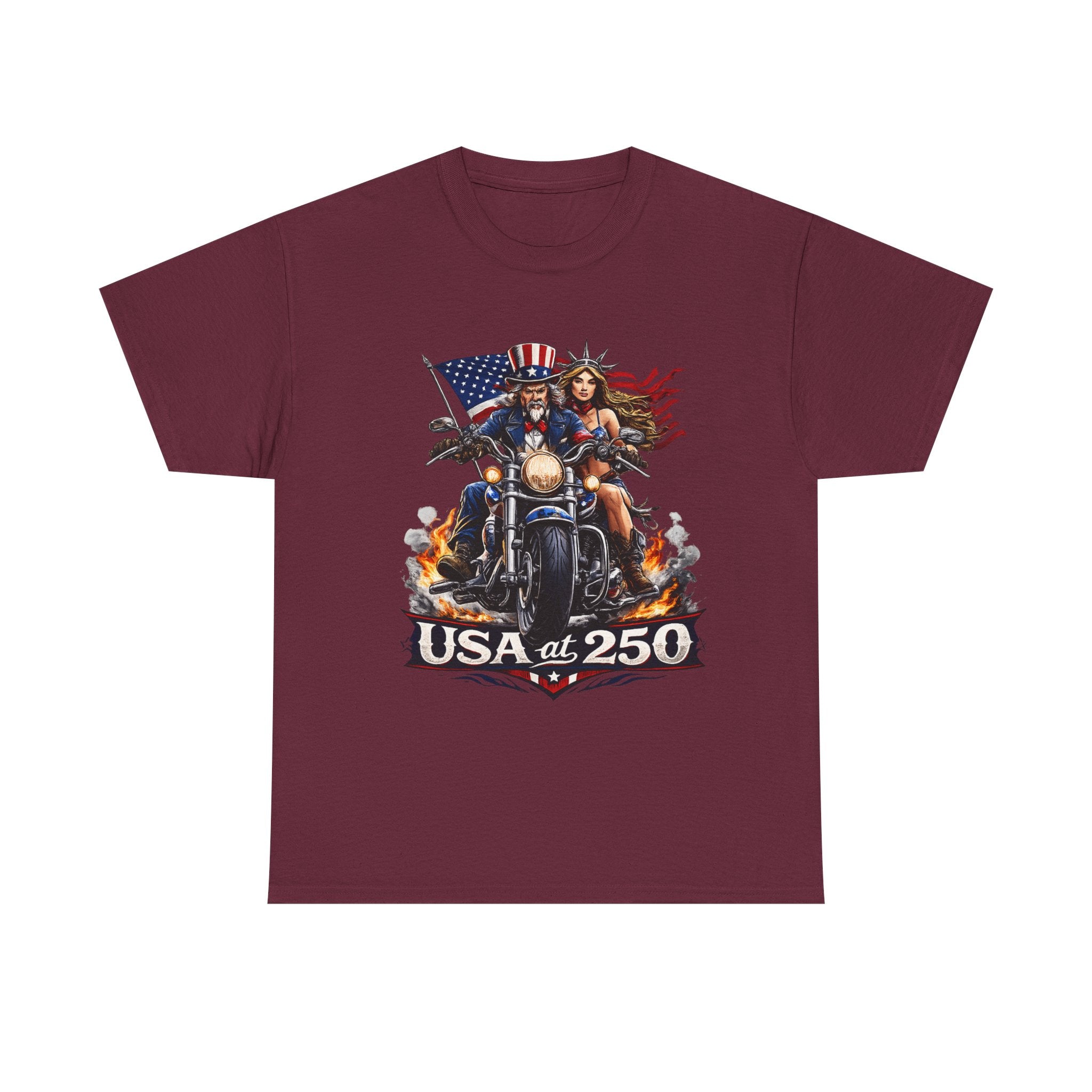 USA at 250 Motorcycle Pride Patriotic T‑Shirt