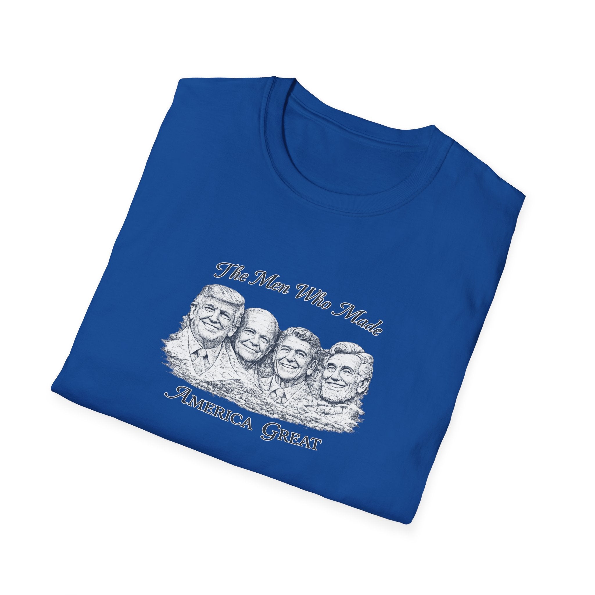 Mount Rushmore Christmas T-Shirt — "The Men Who Made America Great" Vintage Holiday Tee