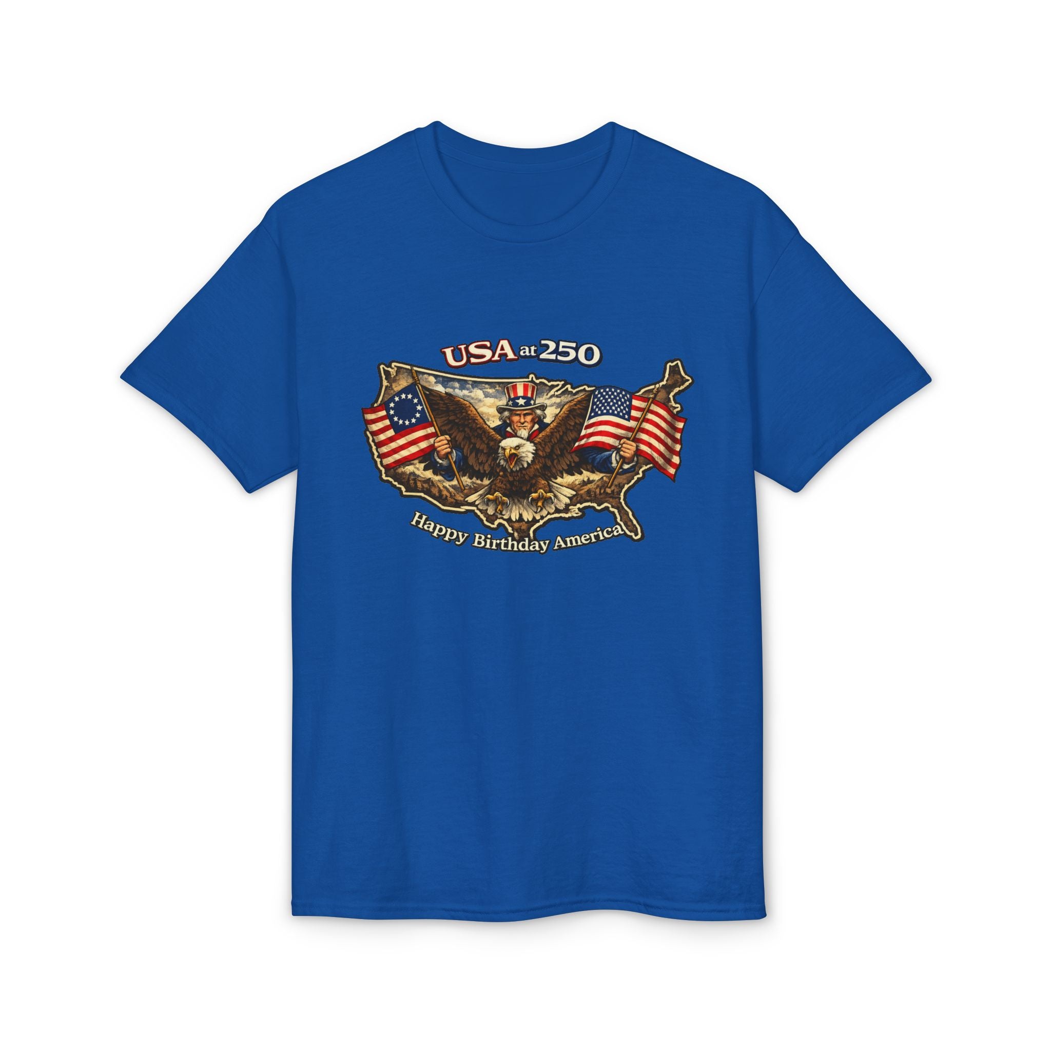 USA 250 Eagle Flag T-Shirt — "Happy Birthday America" Patriotic Tee