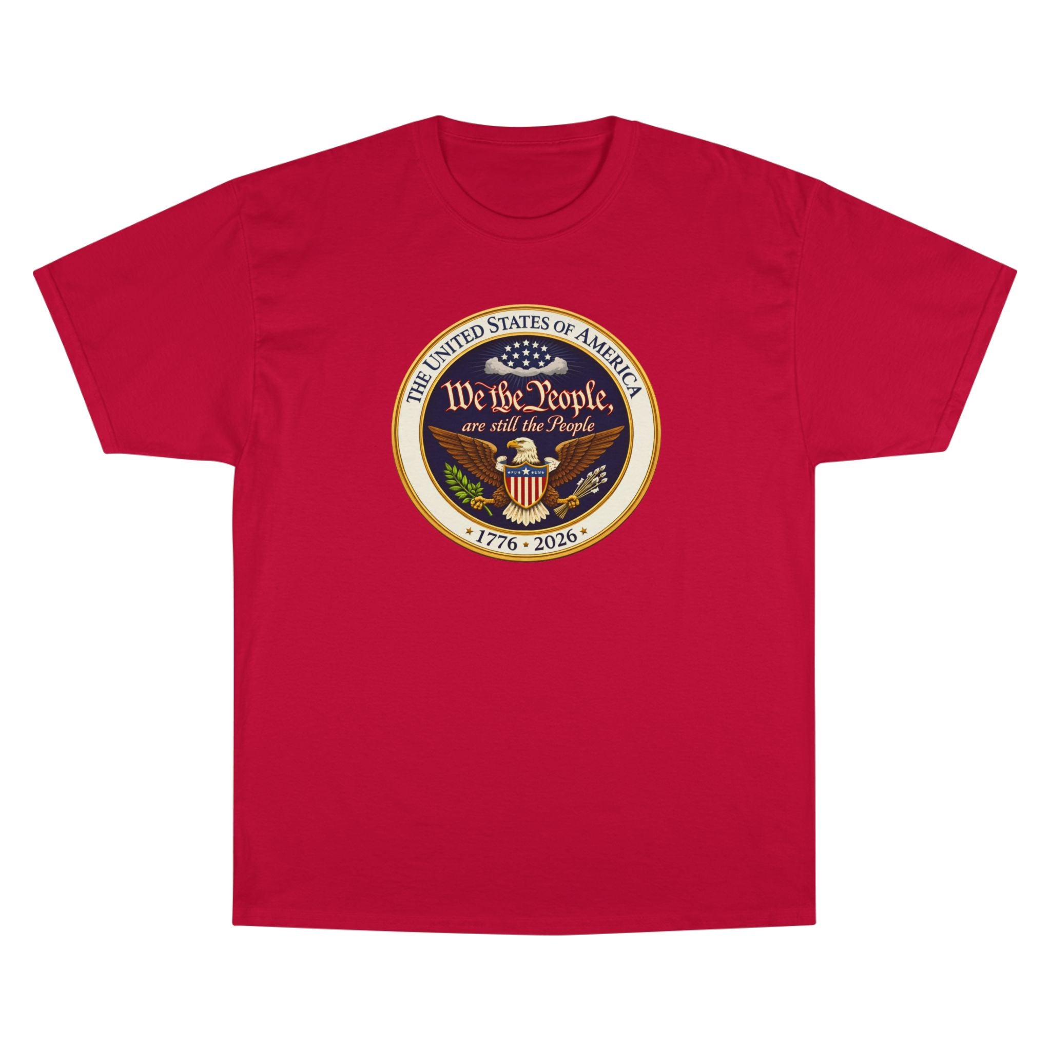 Patriotic "We the People" Champion T-Shirt – 1776–2026 USA Seal Tee