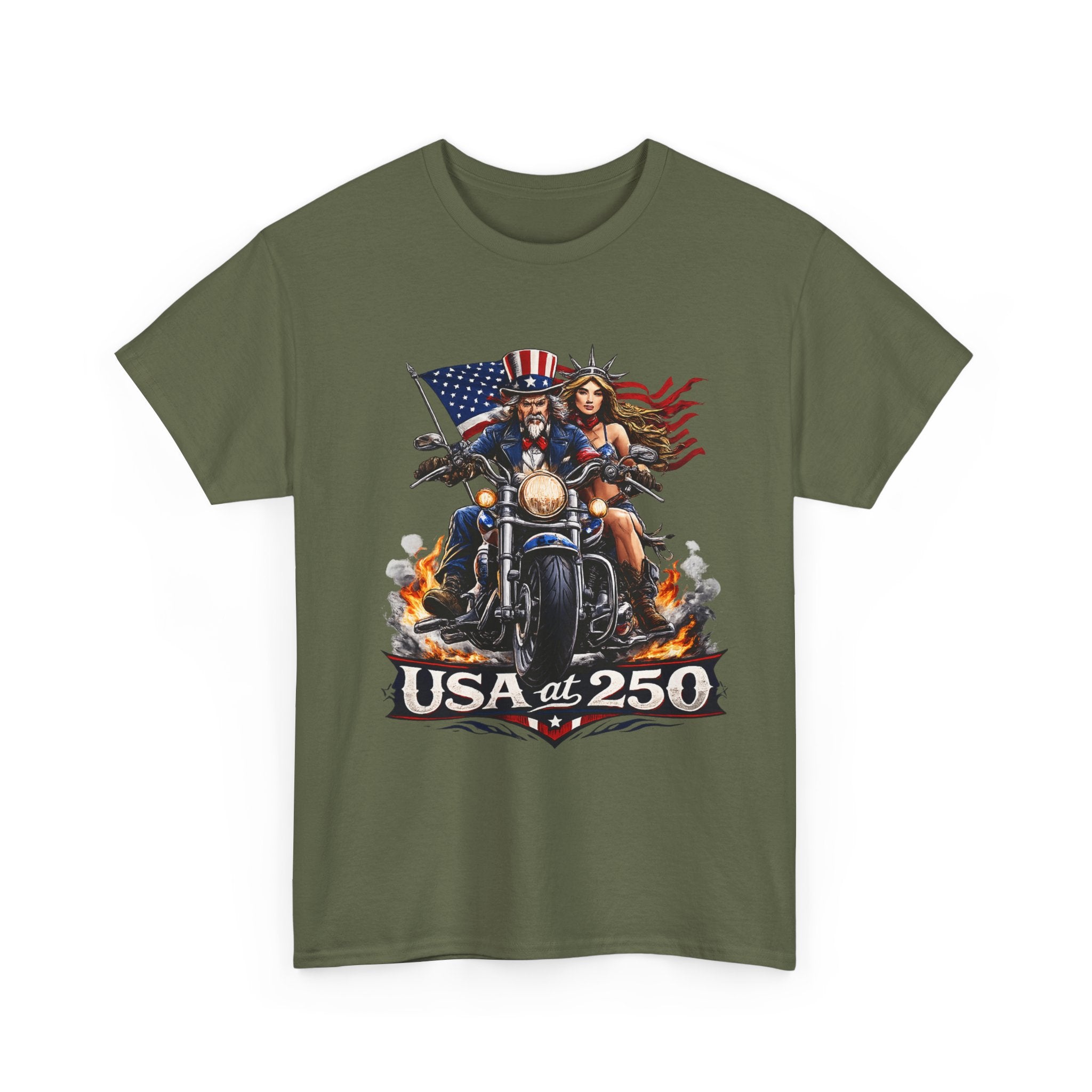 USA at 250 Motorcycle Pride Patriotic T‑Shirt
