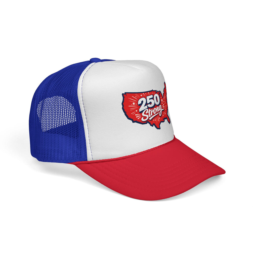 250 Strong USA Trucker Cap — Patriotic Red White & Blue Mesh Hat