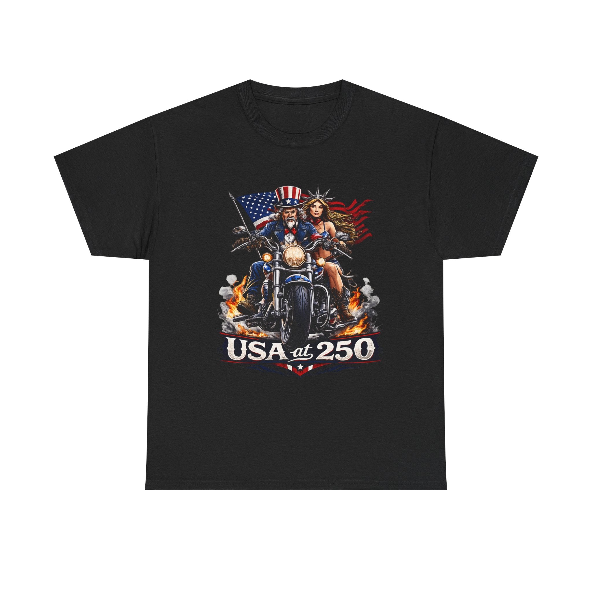 USA at 250 Motorcycle Pride Patriotic T‑Shirt