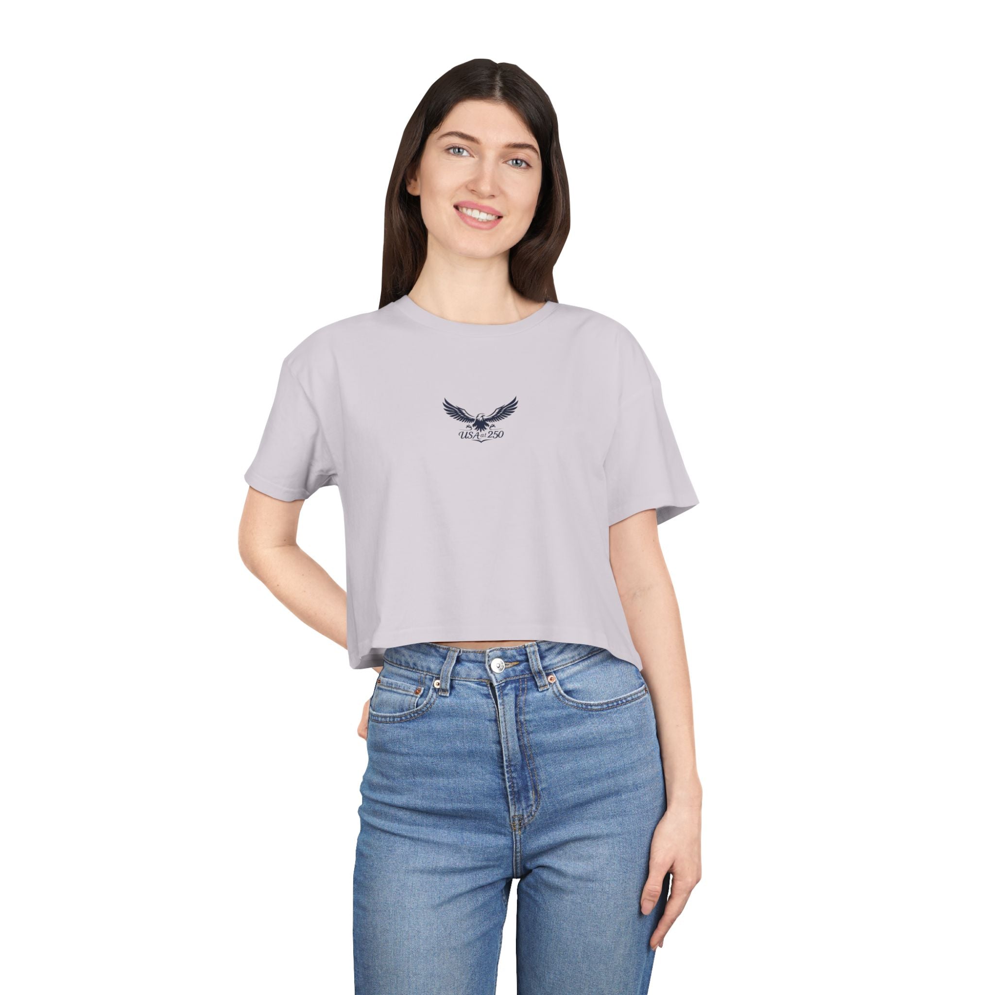 Women's Eagle Graphic Crop Tee – Minimal Center Chest Vintage Bird Top