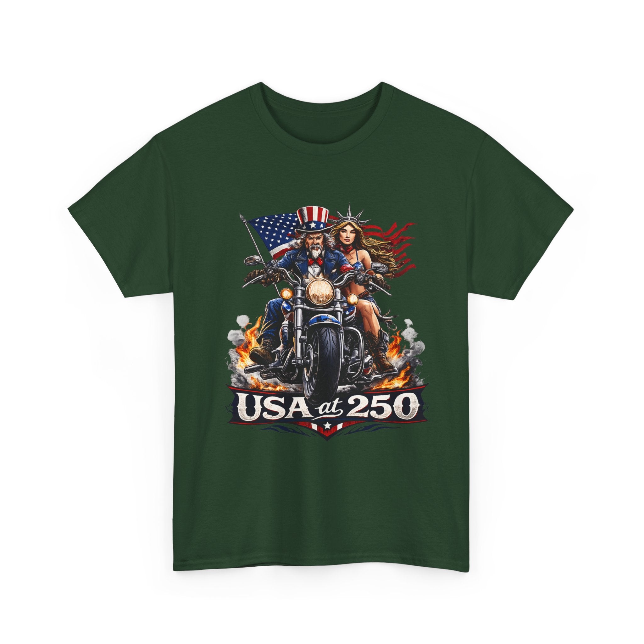 USA at 250 Motorcycle Pride Patriotic T‑Shirt