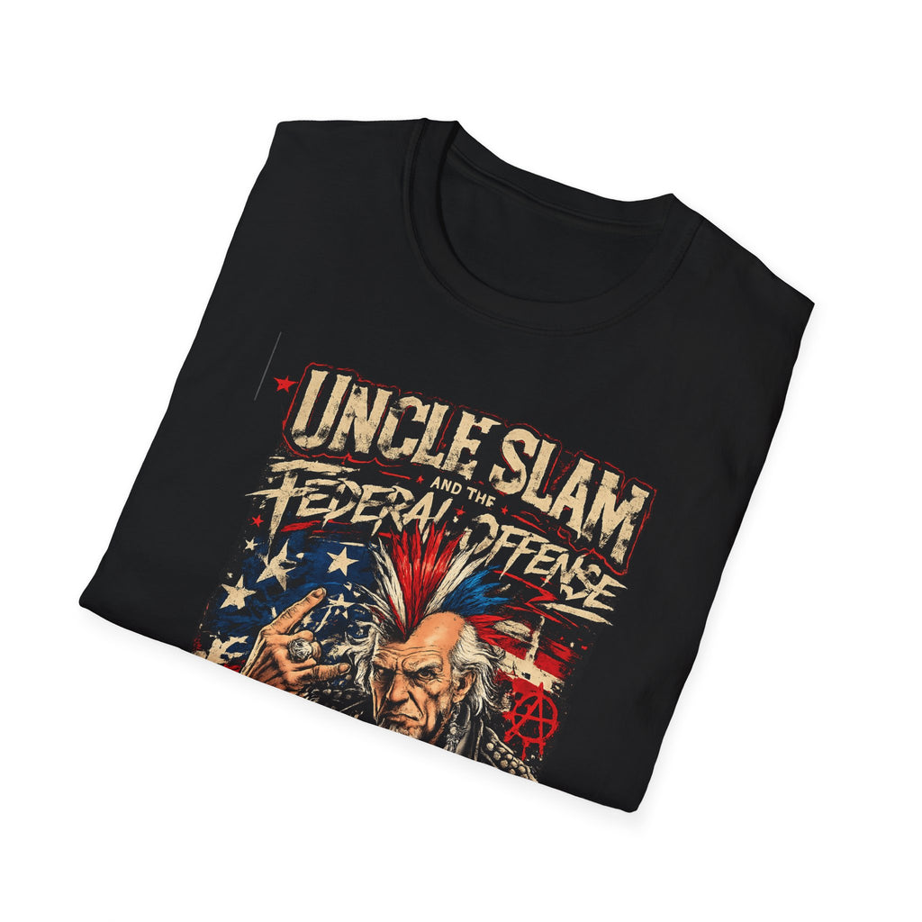 Uncle Sam Punk Rock T-Shirt — 'Uncle Slam' Patriotic Rebel Graphic Tee