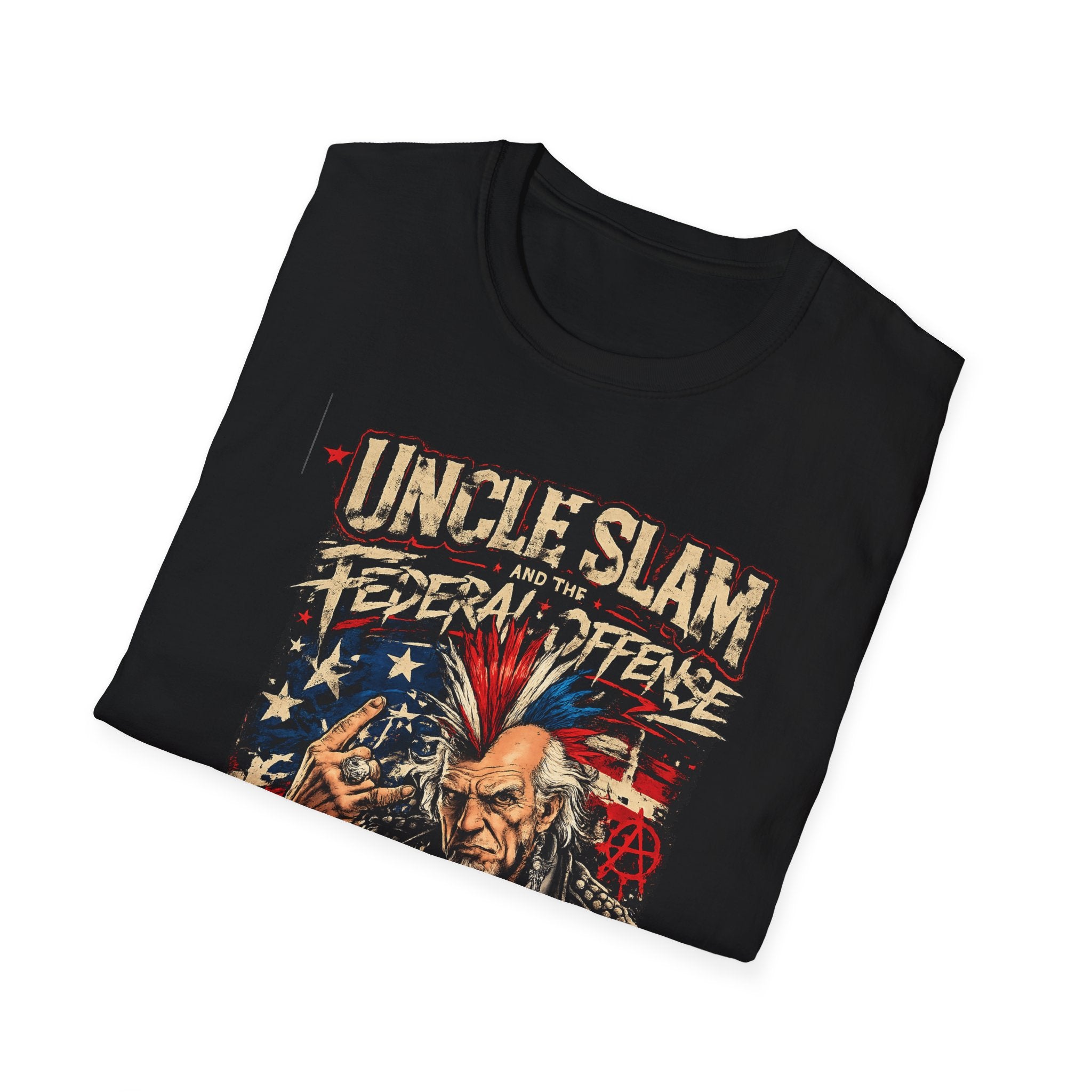 Uncle Sam Punk Rock T-Shirt — 'Uncle Slam' Patriotic Rebel Graphic Tee