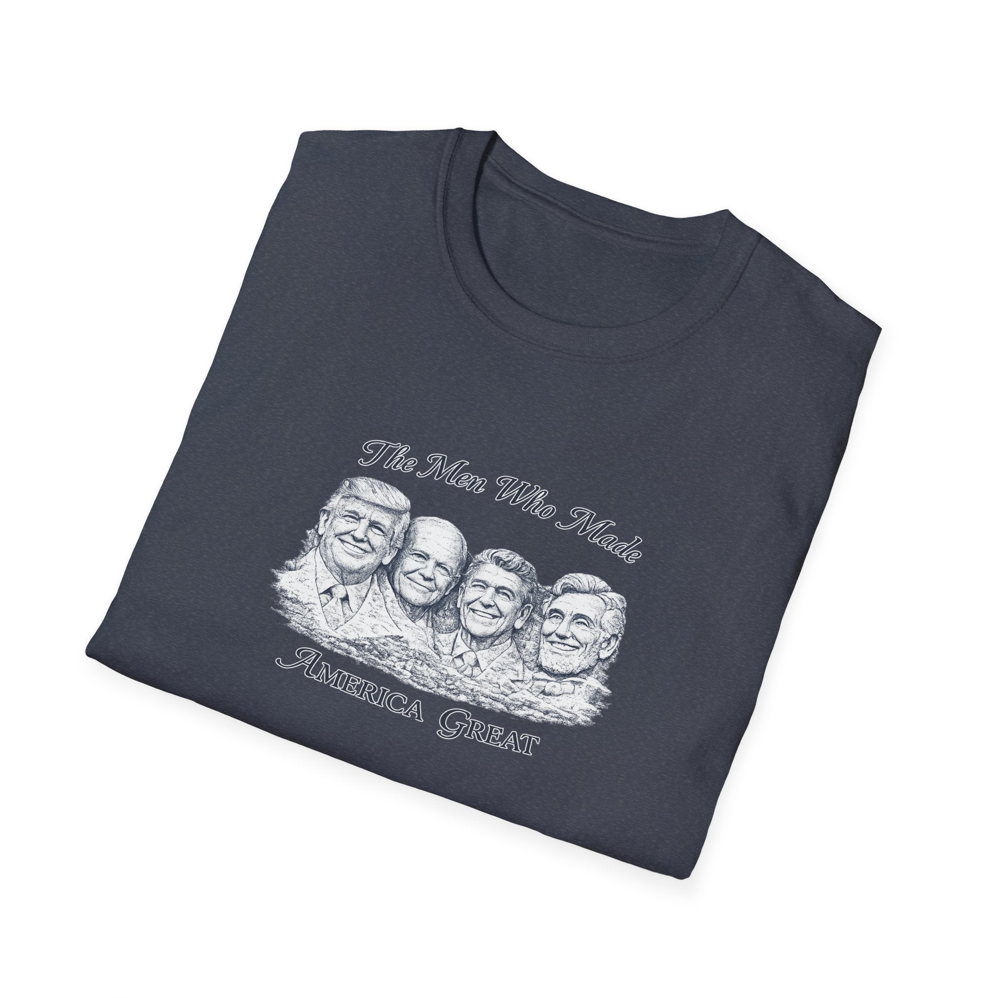 Mount Rushmore Christmas T-Shirt — "The Men Who Made America Great" Vintage Holiday Tee