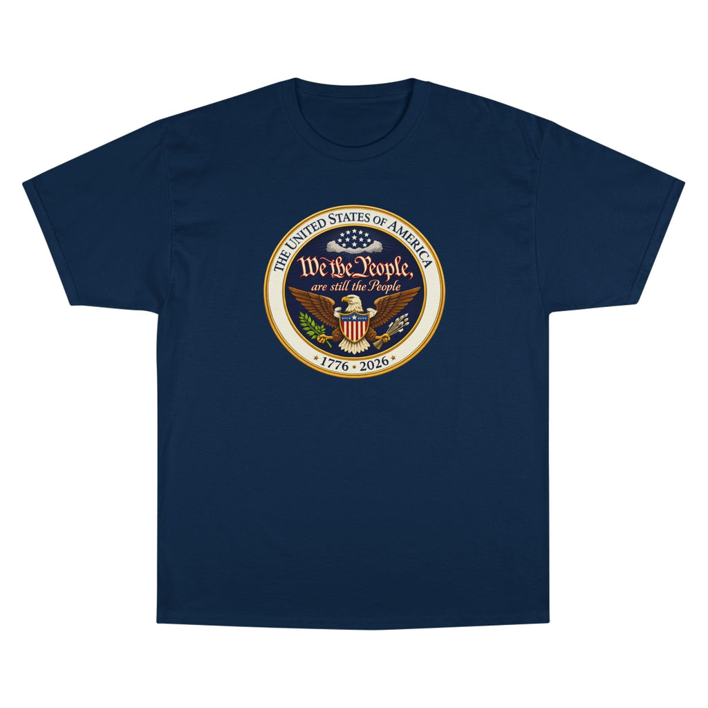 Patriotic "We the People" Champion T-Shirt – 1776–2026 USA Seal Tee