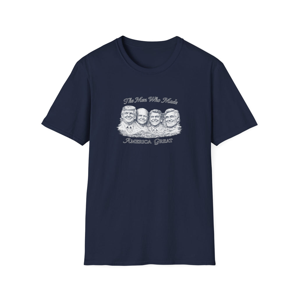 Mount Rushmore Christmas T-Shirt — "The Men Who Made America Great" Vintage Holiday Tee