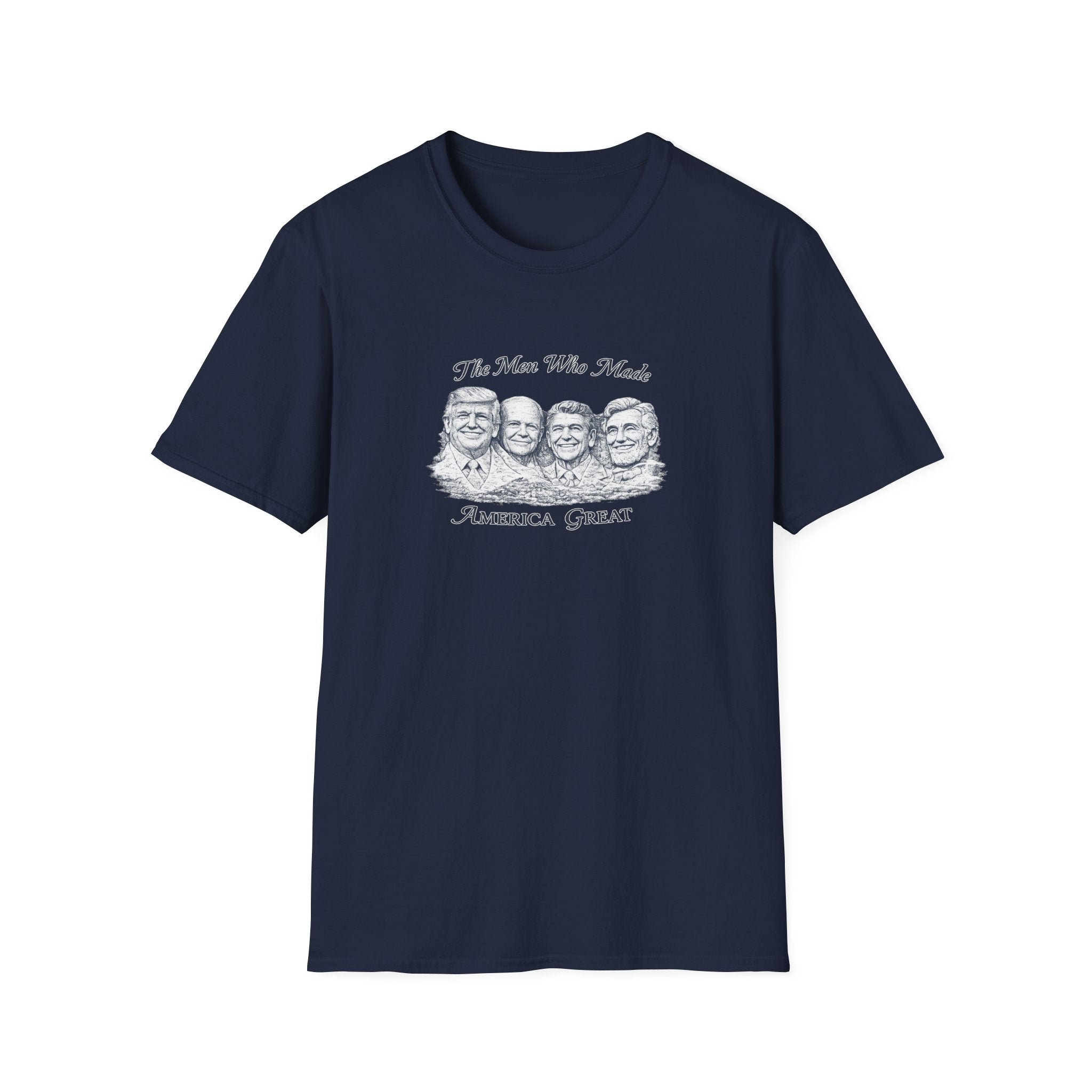 Mount Rushmore Christmas T-Shirt — "The Men Who Made America Great" Vintage Holiday Tee