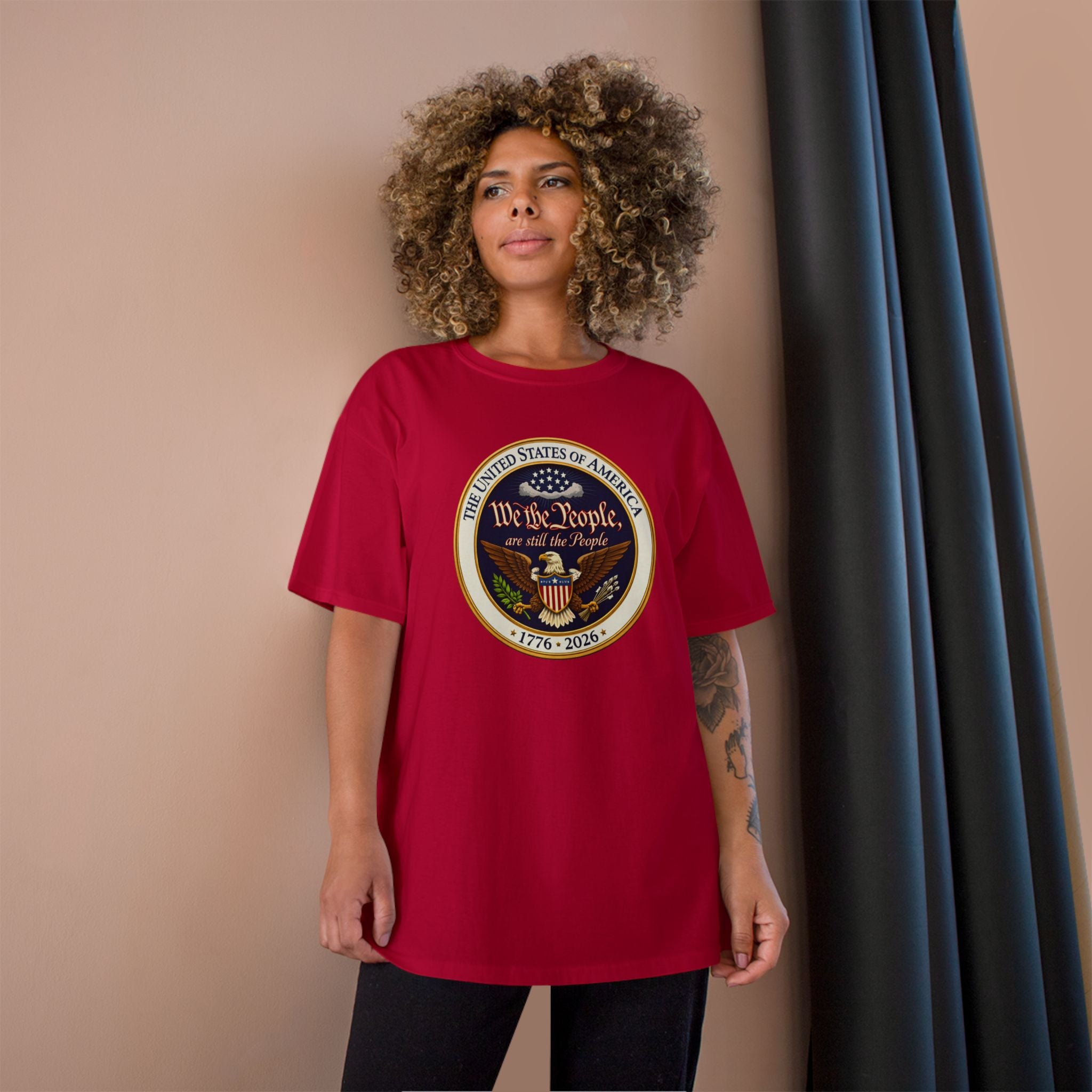 Patriotic "We the People" Champion T-Shirt – 1776–2026 USA Seal Tee
