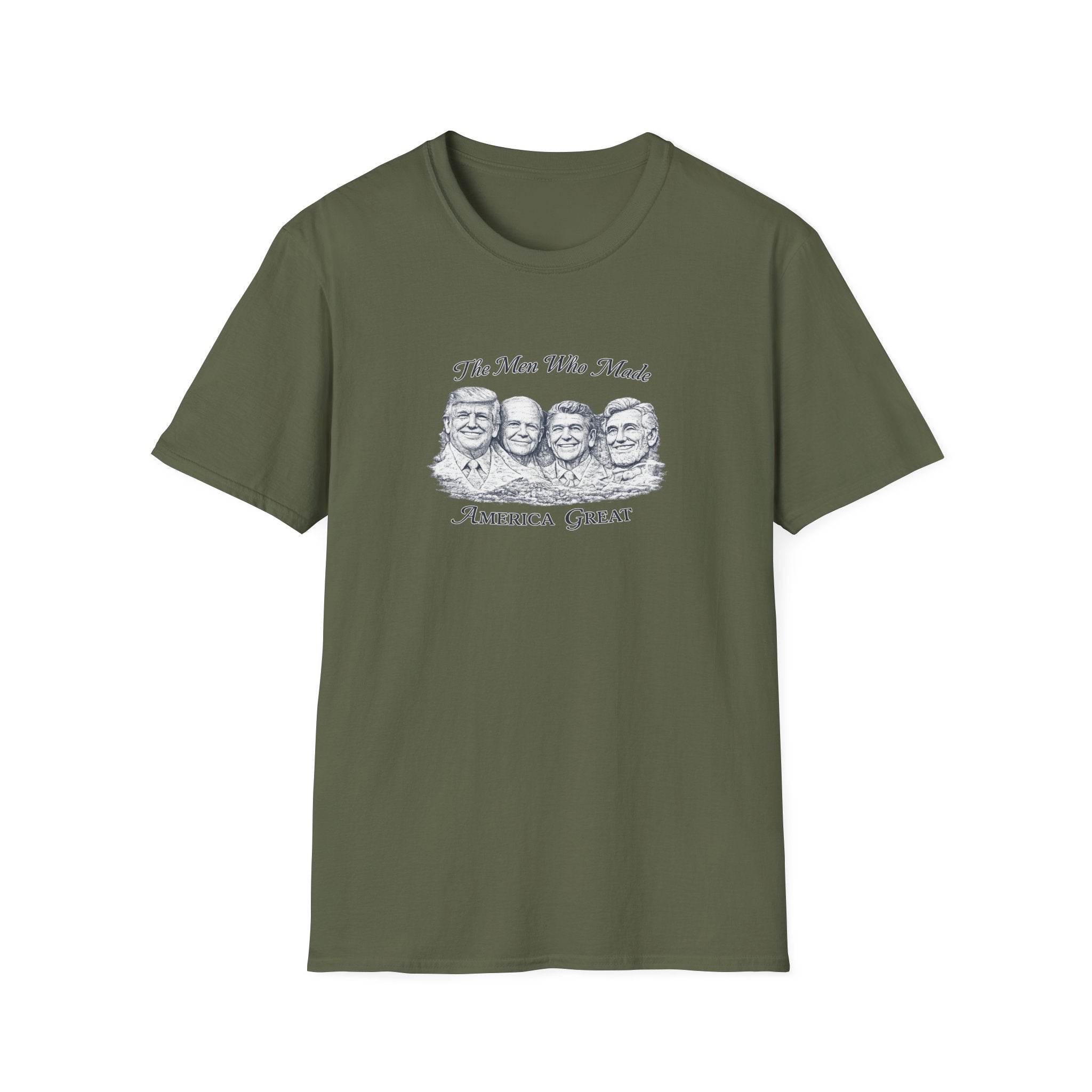 Mount Rushmore Christmas T-Shirt — "The Men Who Made America Great" Vintage Holiday Tee