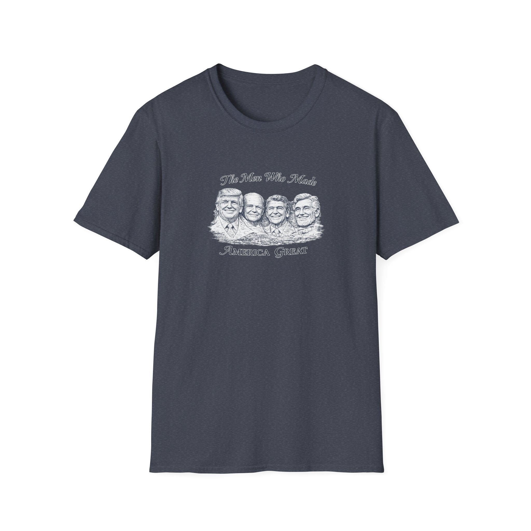 Mount Rushmore Christmas T-Shirt — "The Men Who Made America Great" Vintage Holiday Tee