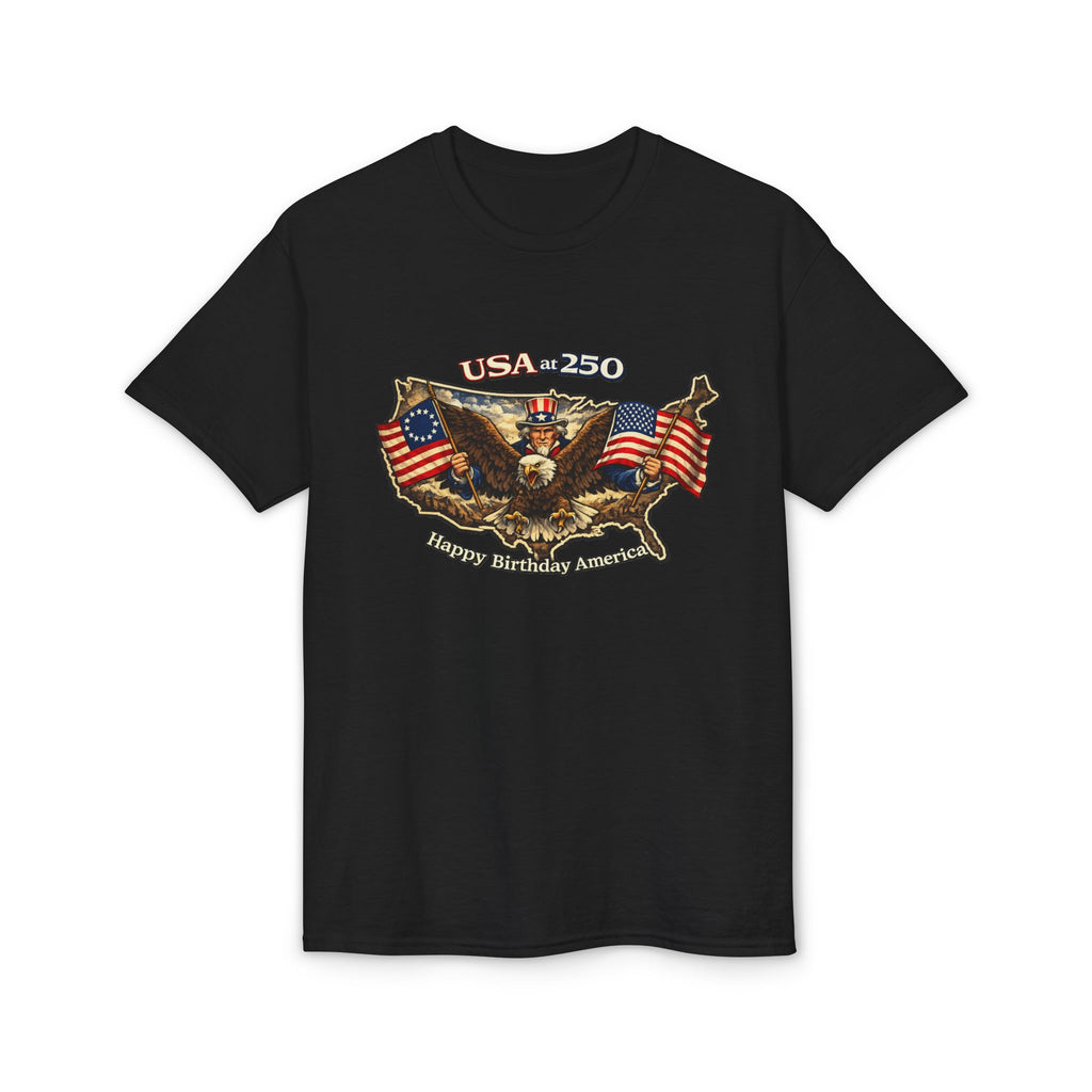 USA 250 Eagle Flag T-Shirt — "Happy Birthday America" Patriotic Tee