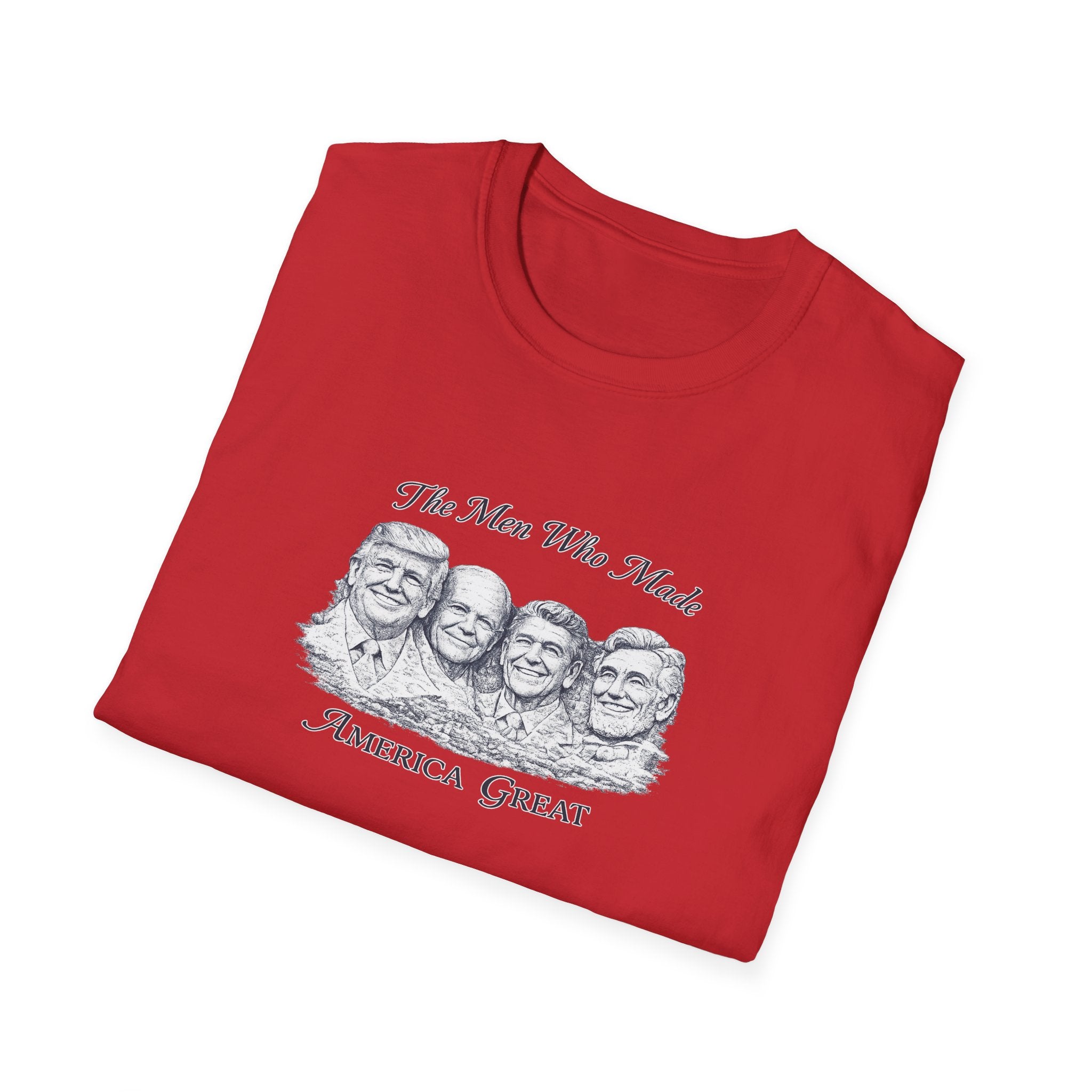 Mount Rushmore Christmas T-Shirt — "The Men Who Made America Great" Vintage Holiday Tee