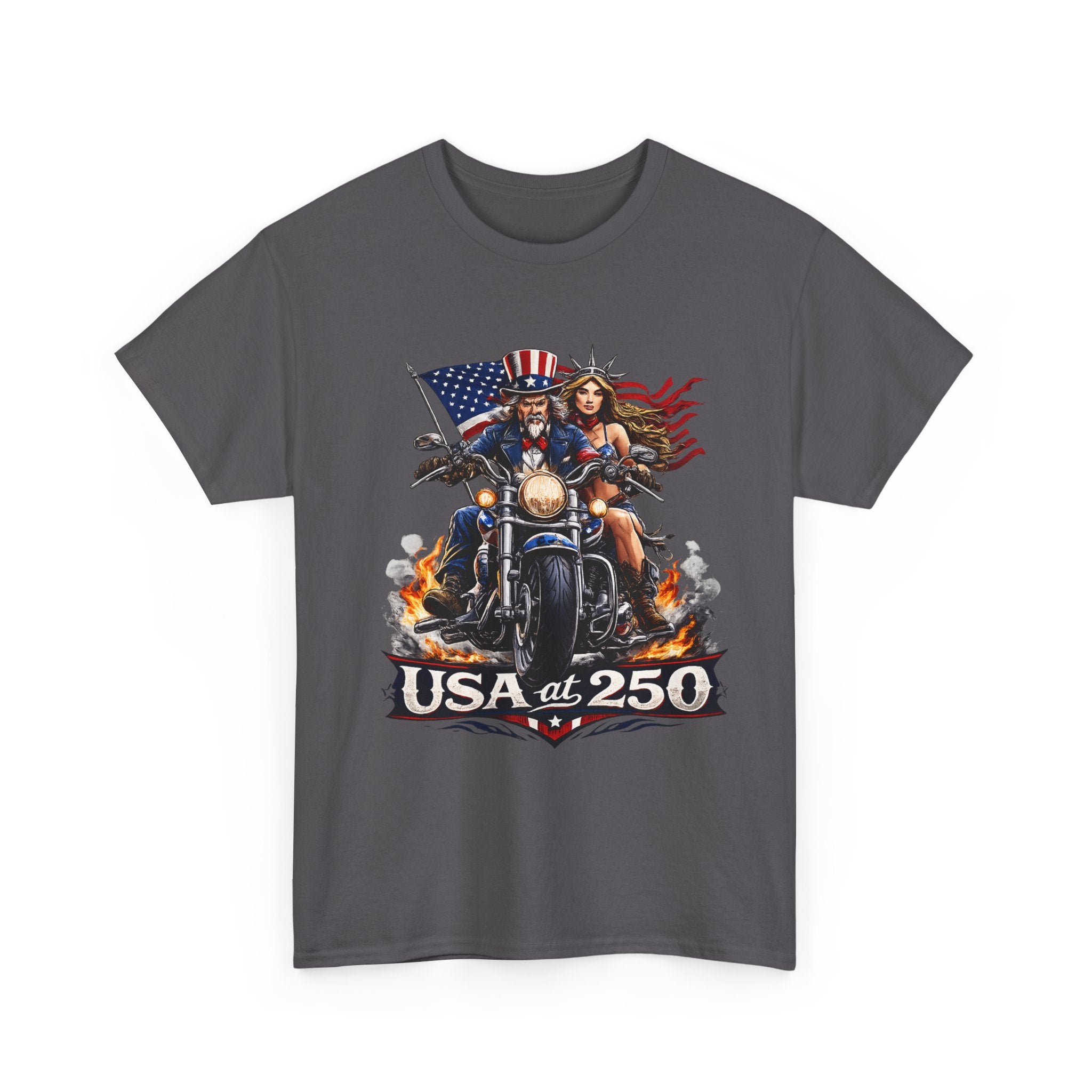 USA at 250 Motorcycle Pride Patriotic T‑Shirt