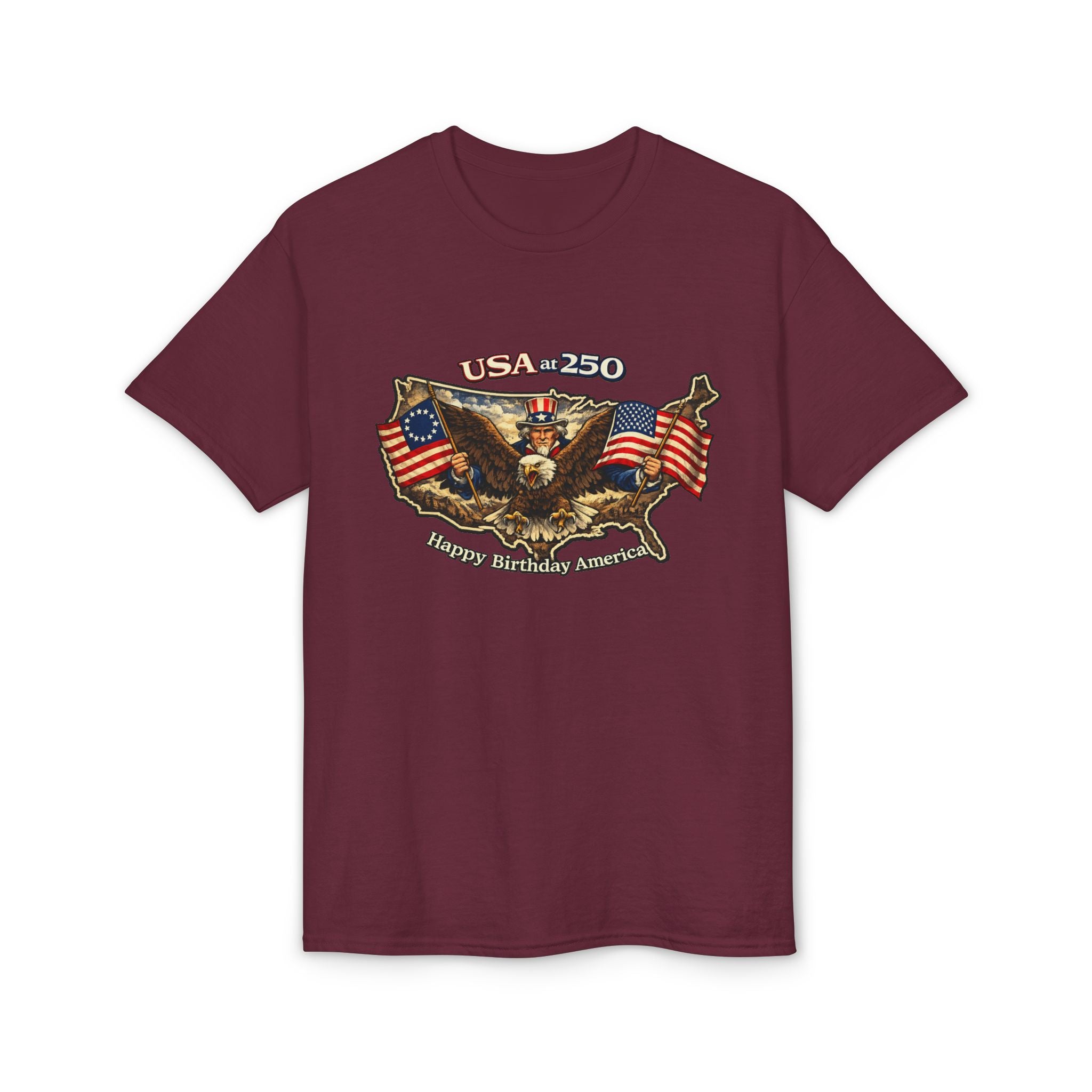 USA 250 Eagle Flag T-Shirt — "Happy Birthday America" Patriotic Tee