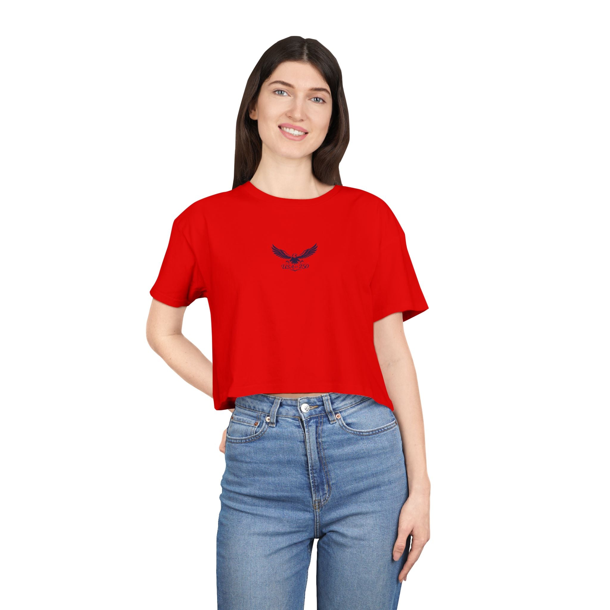 Women's Eagle Graphic Crop Tee – Minimal Center Chest Vintage Bird Top