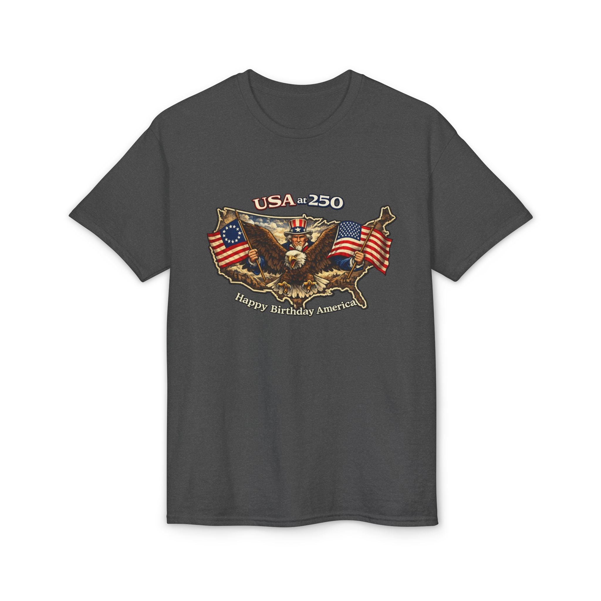USA 250 Eagle Flag T-Shirt — "Happy Birthday America" Patriotic Tee