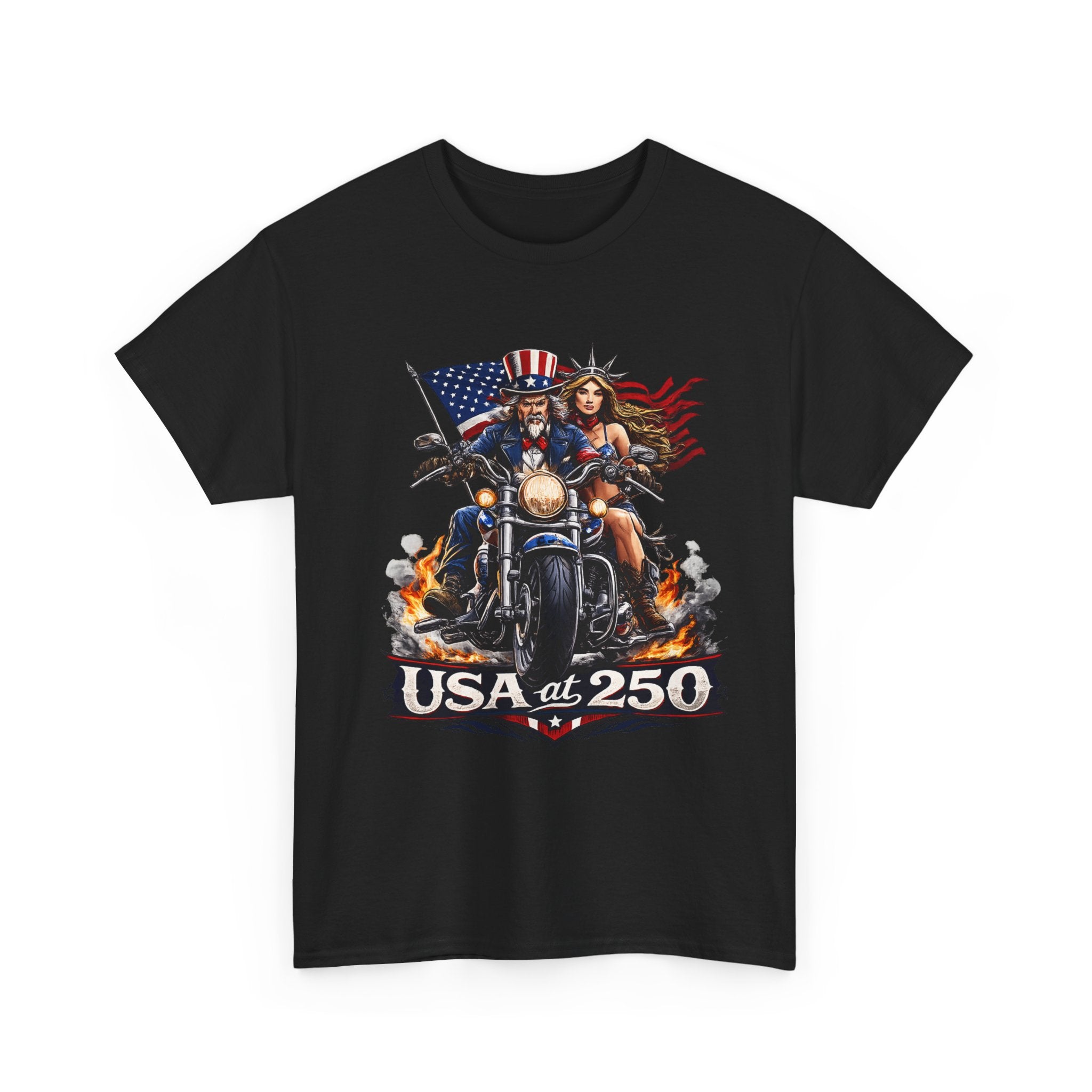 USA at 250 Motorcycle Pride Patriotic T‑Shirt