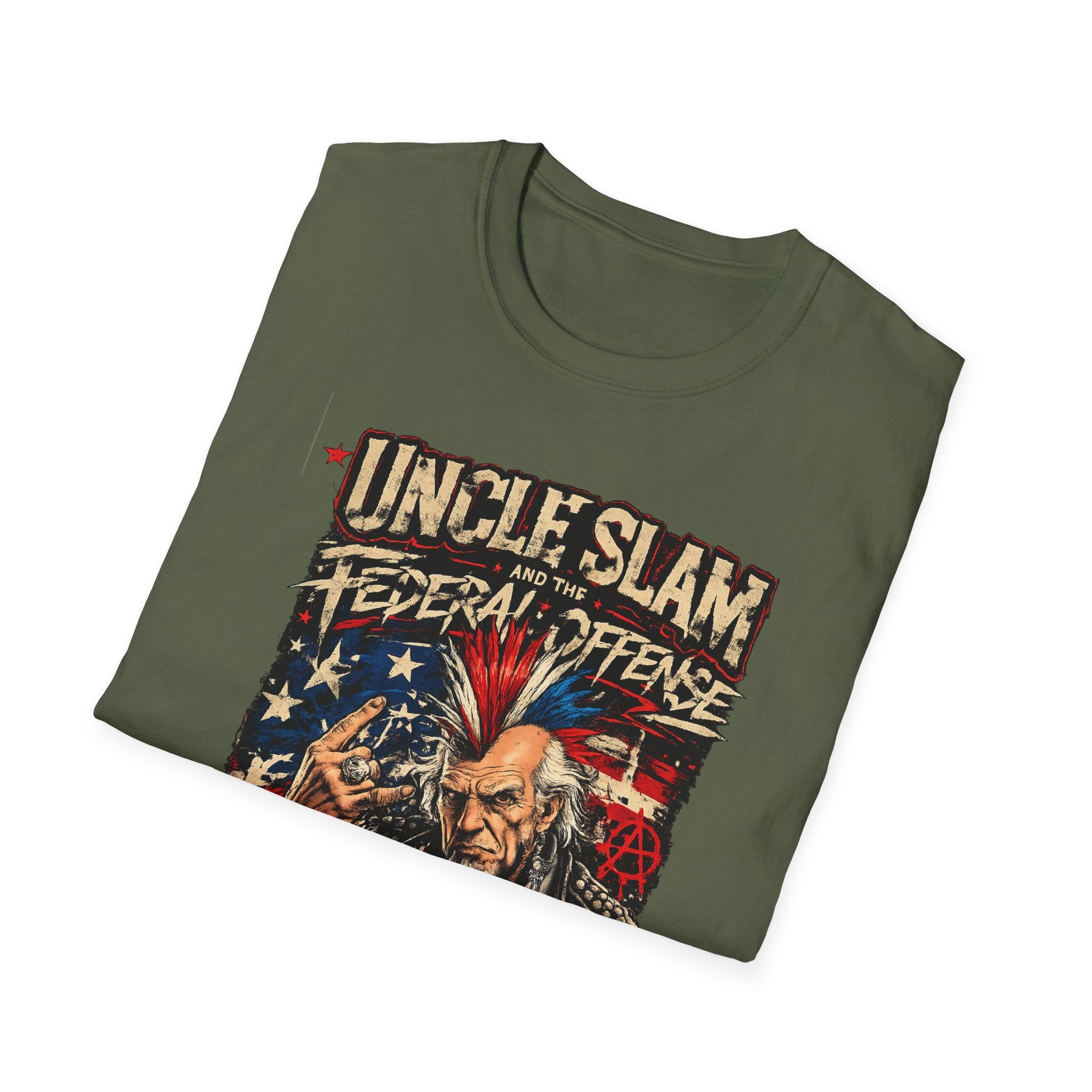 Uncle Sam Punk Rock T-Shirt — 'Uncle Slam' Patriotic Rebel Graphic Tee
