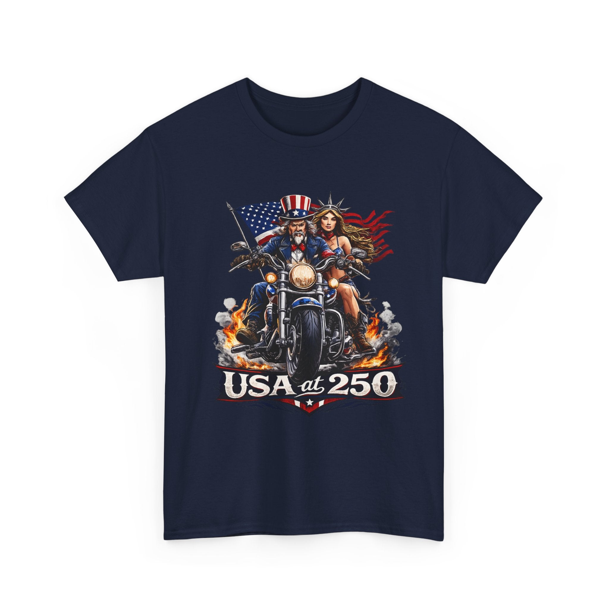USA at 250 Motorcycle Pride Patriotic T‑Shirt