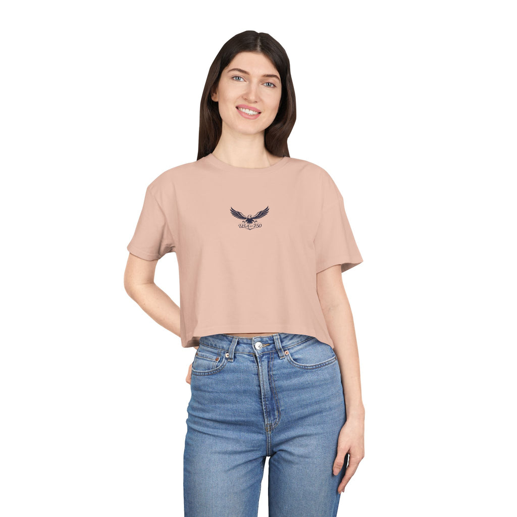 Women's Eagle Graphic Crop Tee – Minimal Center Chest Vintage Bird Top